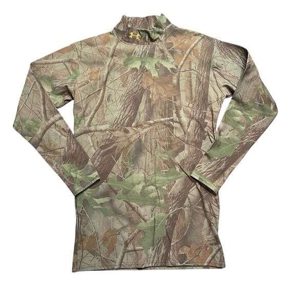 UNDER ARMOUR Coldgear Mock Neck Camouflage Bade layer Shirt Size Large - Picture 1 of 6